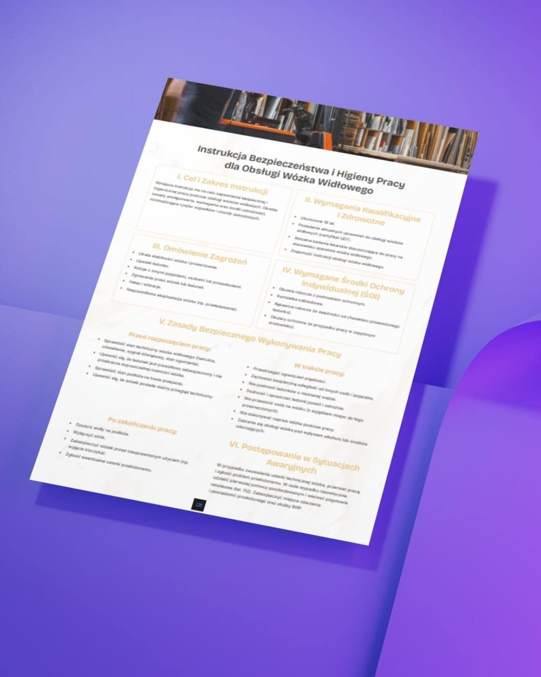 Instrukcja Bezpieczeństwa i Higieny Pracy dla Obsługi Wózka Widłowego